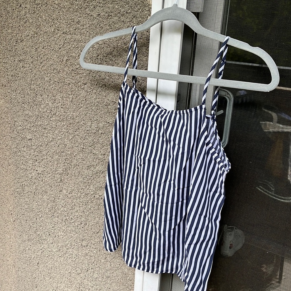 Blue & white striped tank